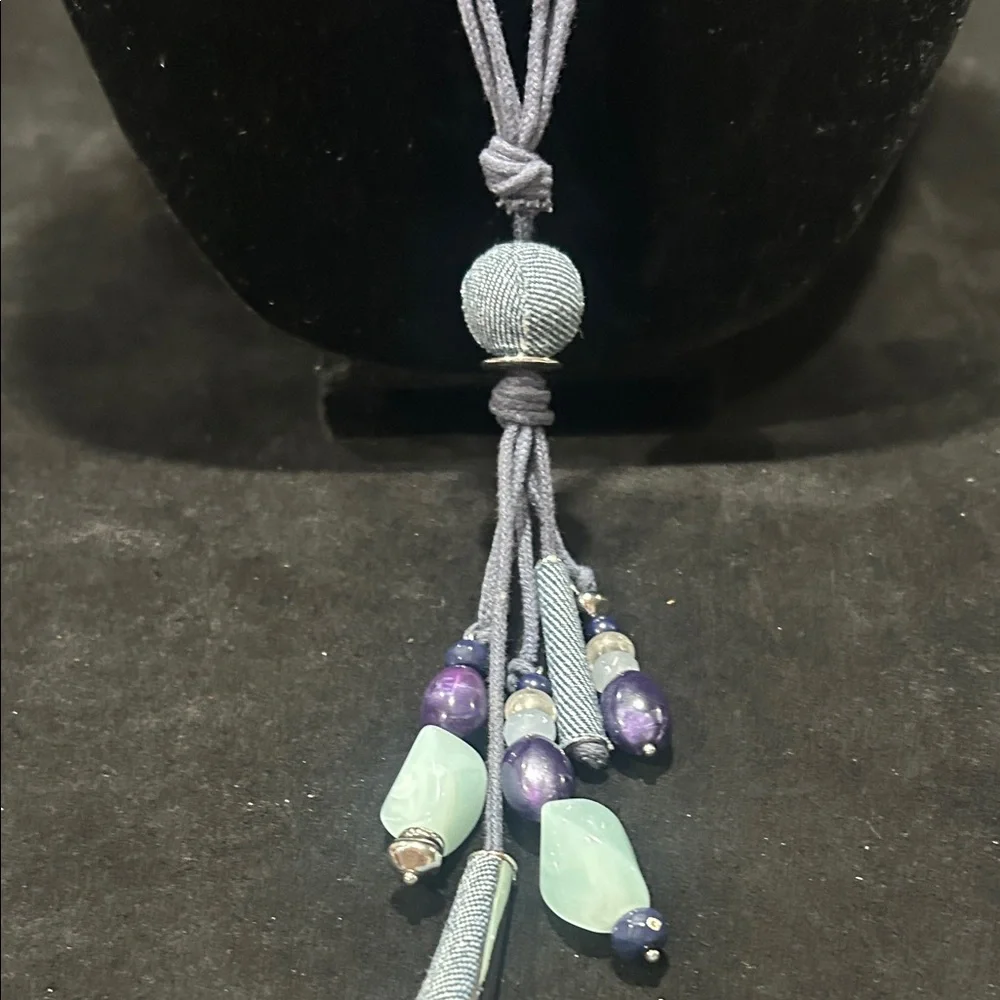 Christopher & Banks Blue and Silver Beaded Necklace - Picture 4 of 15